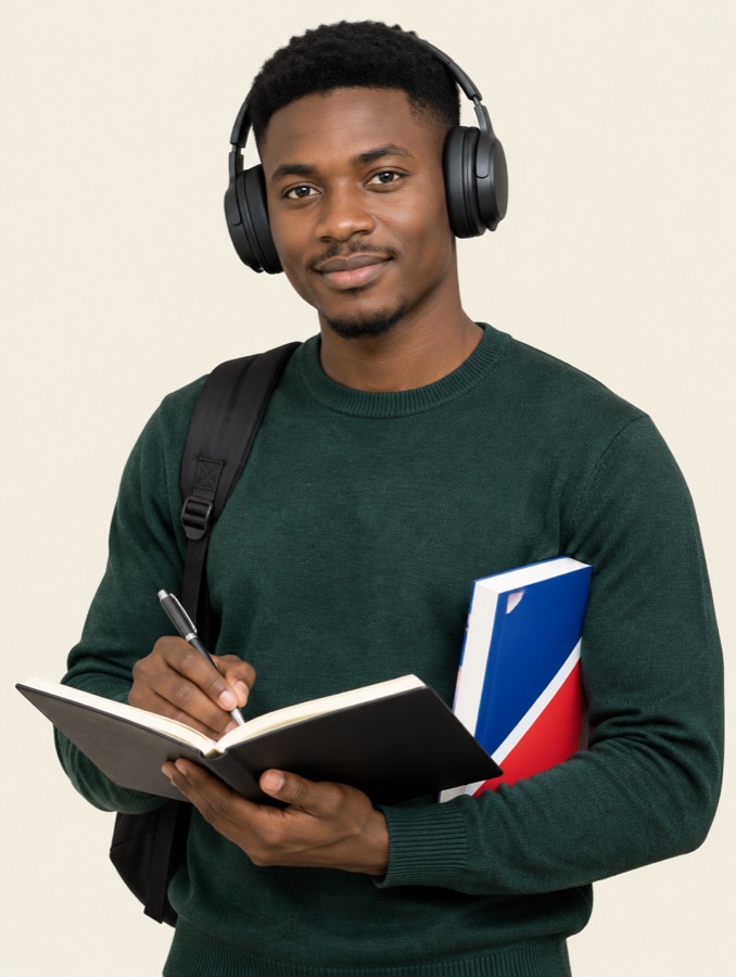 Student studying for IELTS