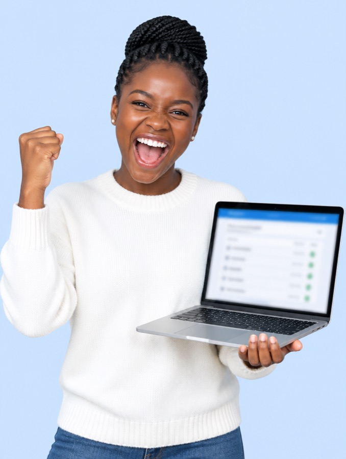 Student celebrating exam results